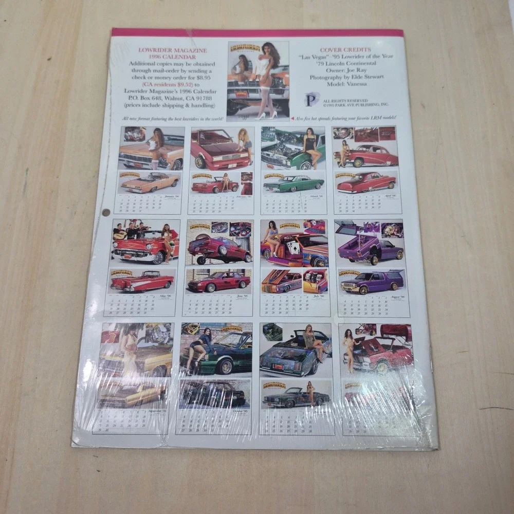 Vintage Lowrider Magazine 1996 Calendar World's Best Lowriders Collectible Car